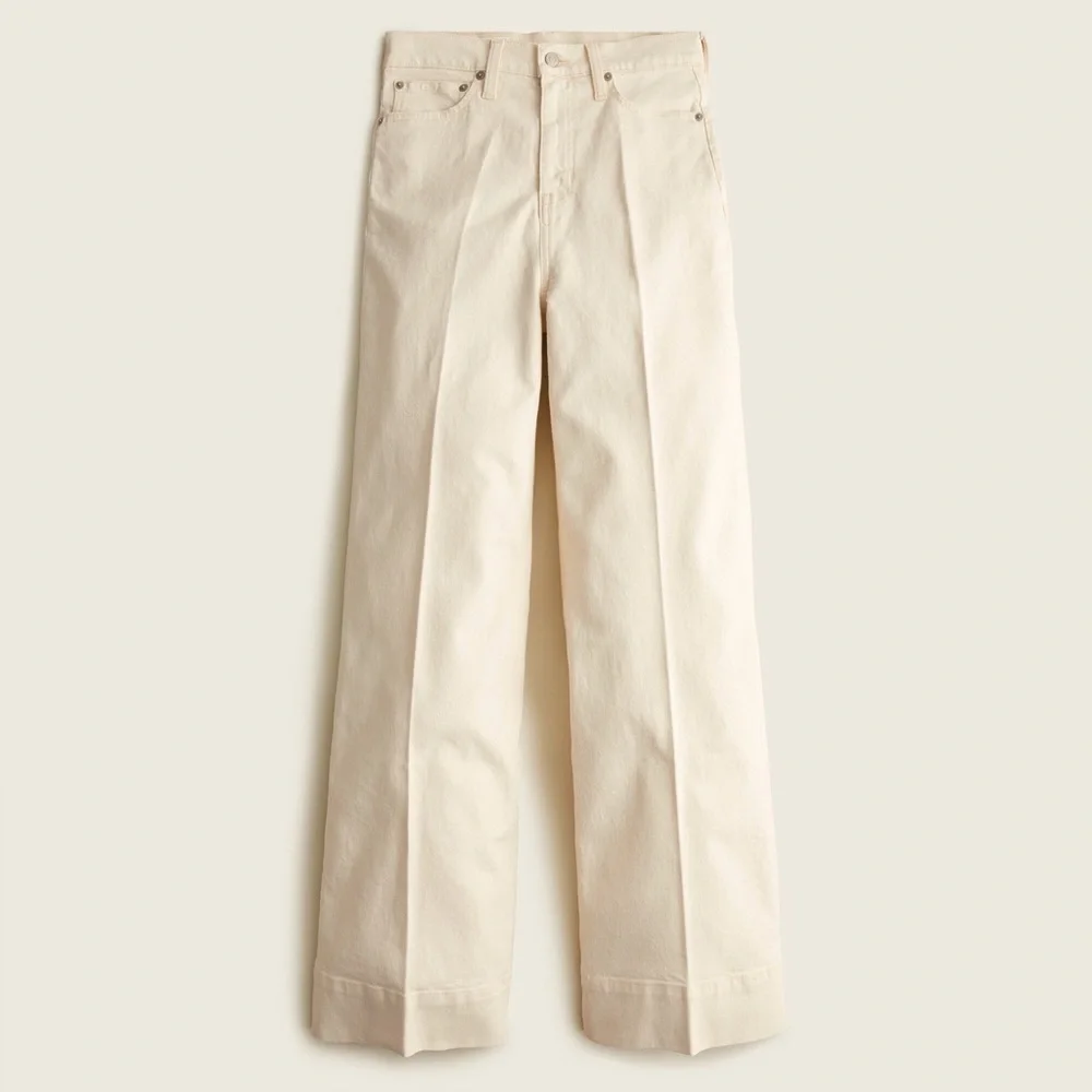 J. Crew Wide-leg denim‎ trouser In Khaki